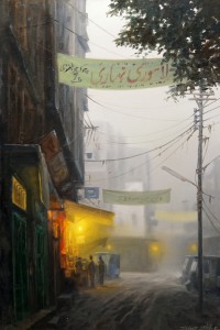 Zulfiqar Ali Zulfi, Chuna Mandi Lahore, 39 x 26 inch, Oil on Canvas, Cityscape Painting-AC-ZUZ-019